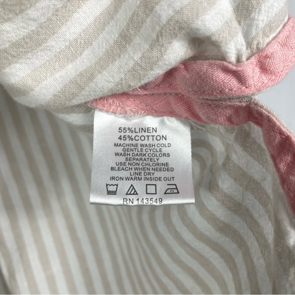 Symple NYC Linen Striped Cream Women's Top - Picture 6 of 6